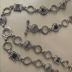 Vintage Silver Tone Toggle Belt SMALL - Brighton - Women’s - Black Onyx